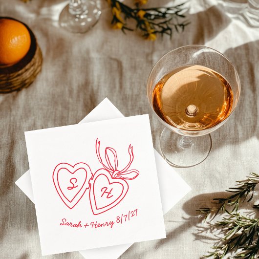 Whimsical Heart Locket Doodle Sketch Modern CUSTOM Servet