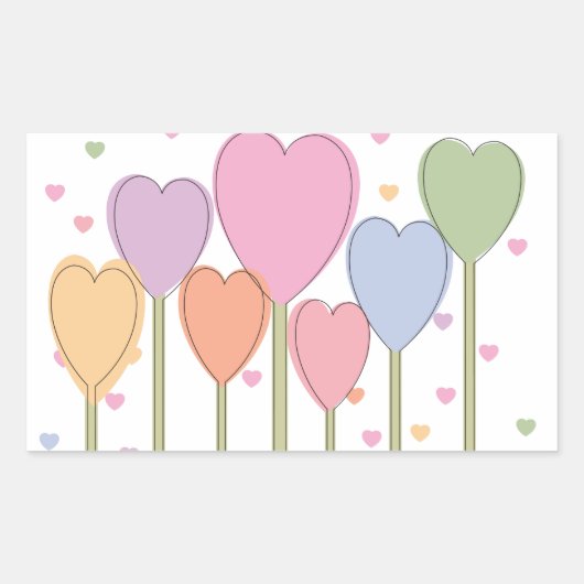 Whimsical Heart Lollipops Rechthoekige Sticker (Voorkant)