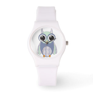 Whimsical Heart Pattern Owl Horloge