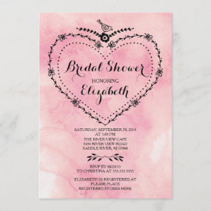 Whimsical Heart Roze Waterverf Vrijgezellenfeest Kaart
