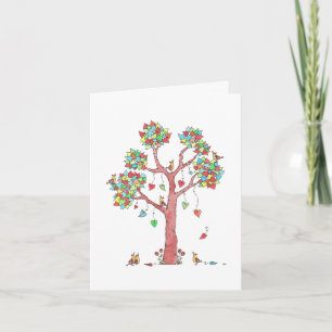 Whimsical Heart Tree Happy Valentine's Day Holiday Feestdagen Kaart