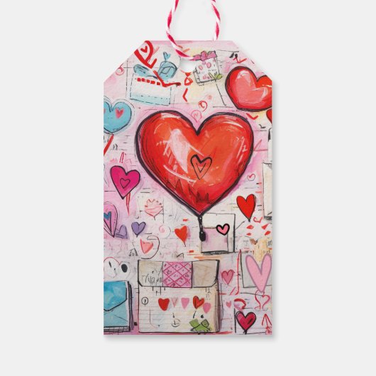 Whimsical Hearts and Love Letters Just for You Cadeaulabel (Achterkant)