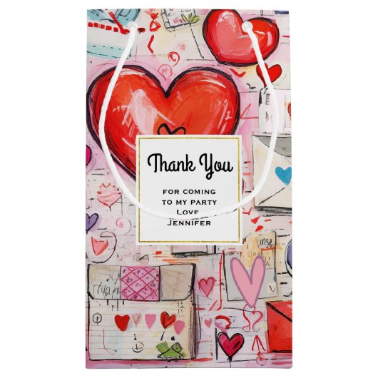 Whimsical Hearts and Love Letters Party Bedankt Klein Cadeauzakje (Achterkant)