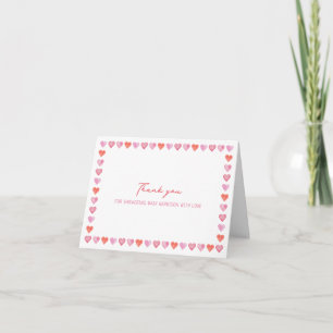 Whimsical Hearts Baby Shower Bedankkaart