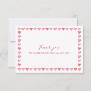 Whimsical Hearts Baby Shower Bedankkaart