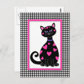 Whimsical Hearts Cat Briefkaart (Voorkant / Achterkant)
