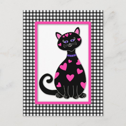 Whimsical Hearts Cat Briefkaart (Voorkant)