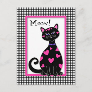 Whimsical Hearts Cat - Meow Briefkaart