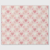 Whimsical Hearts Pink Valentijn Pattern Cadeaupapier (Vlak)