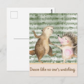 Whimsical Hedégel en Beaver Dance Briefkaart (Voorkant / Achterkant)