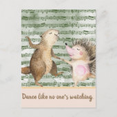 Whimsical Hedégel en Beaver Dance Briefkaart (Voorkant)