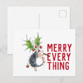 Whimsical Hedégel Merry Alles Kerstmis Briefkaart (Voorkant / Achterkant)