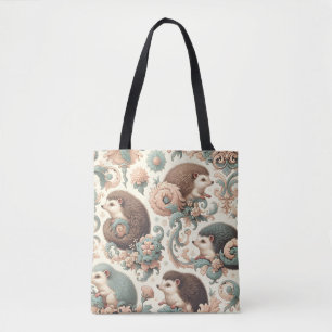 Whimsical Hedgehog Haven: Victoriaans bloemen Draagtas