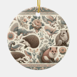 Whimsical Hedgehog Haven: Victoriaans bloemen Keramisch Ornament