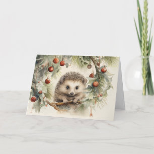 Whimsical Hedgehog Kerst Kaart