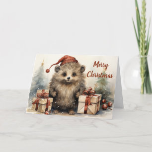 Whimsical Hedgehog Kerst Kaart