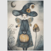 Whimsical Heks en Zonnebloemen Decoupage Tissuepapier (Voorkant)