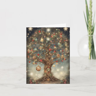 Whimsical Hemelse Boom des Levens Kerst Kunst Kaart