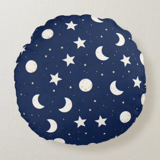 Whimsical hemelse patroon van manen en sterren rond kussen