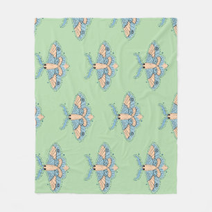 Whimsical Hemelvlinder — Zachtblauw en Perzik Fleece Deken