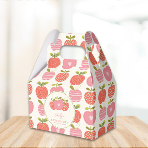 Whimsical Herfst Apple Theme Baby shower Pink Red Bedankdoosjes