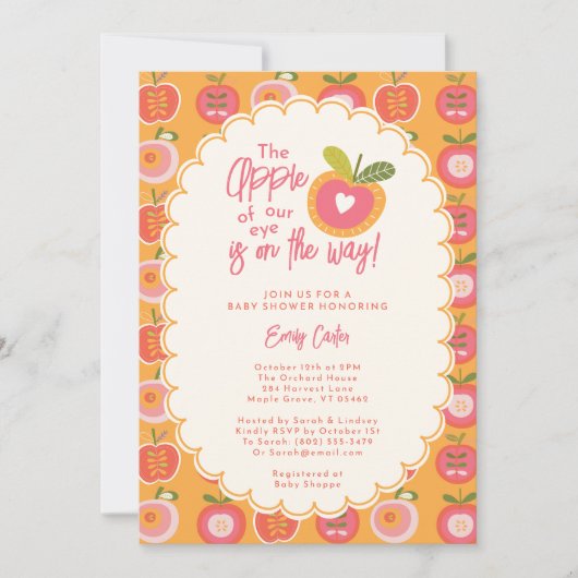 Whimsical Herfst Apple van Our Eye Modern Pink Kaart (Voorkant)