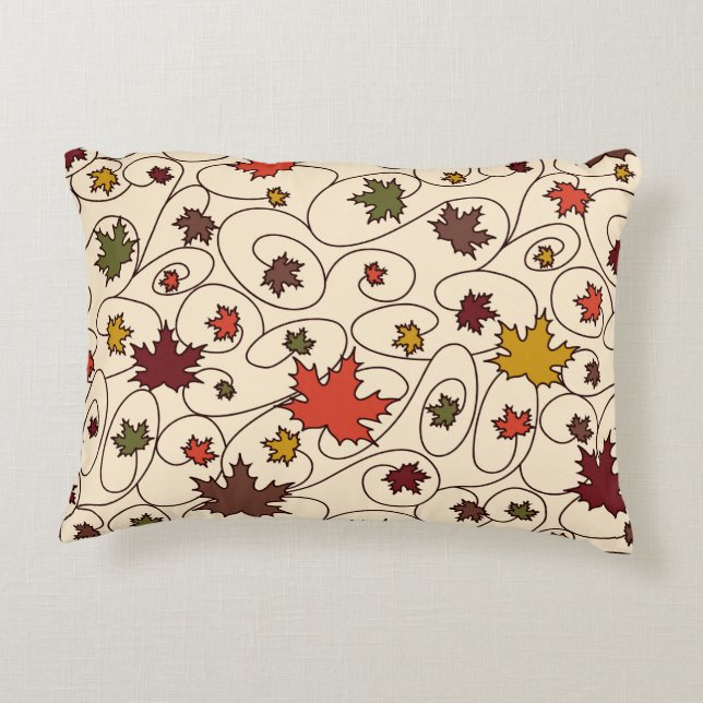 Whimsical Herfst Curly Maple Leaf Pattern Accent Kussen (Achterkant)