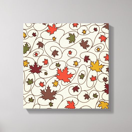 Whimsical Herfst Curly Maple Leaf Pattern Canvas Afdruk (Voorkant)