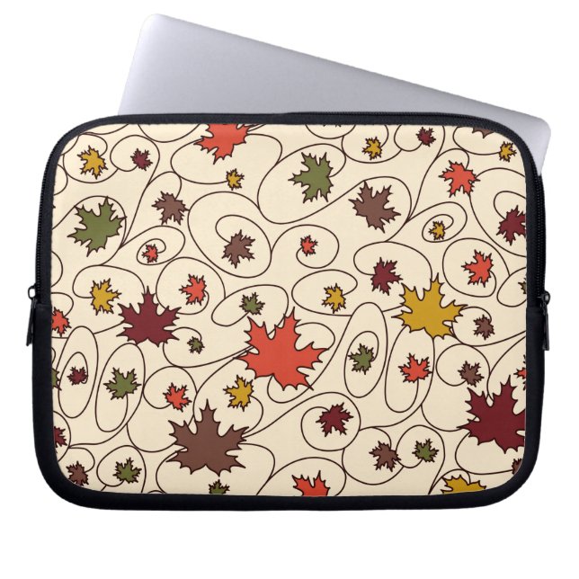 Whimsical Herfst Curly Maple Leaf Pattern Laptop Sleeve (Voorkant)