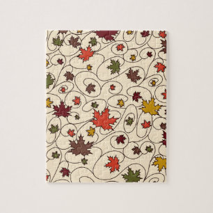 Whimsical Herfst Curly Maple Leaf Pattern Legpuzzel