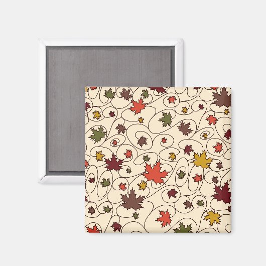 Whimsical Herfst Curly Maple Leaf Pattern Magneet (Voorkant / Achterkant)