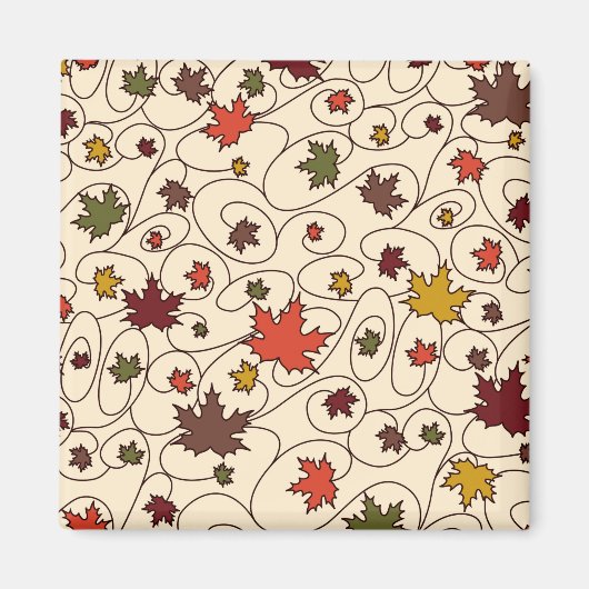 Whimsical Herfst Curly Maple Leaf Pattern Magneet (Voorkant)