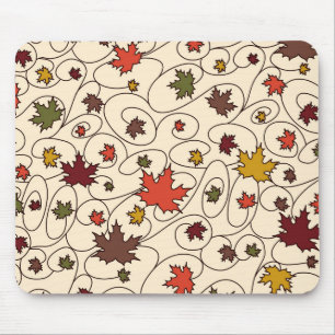 Whimsical Herfst Curly Maple Leaf Pattern Muismat