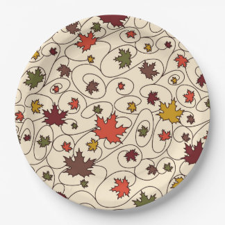Whimsical Herfst Curly Maple Leaf Pattern Papieren Bordje