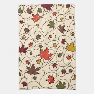 Whimsical Herfst Curly Maple Leaf Pattern Theedoek