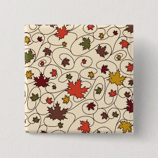 Whimsical Herfst Curly Maple Leaf Pattern Vierkante Button 5,1 Cm