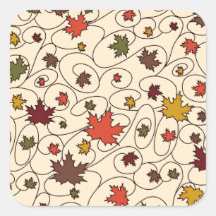 Whimsical Herfst Curly Maple Leaf Pattern Vierkante Sticker