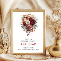 Whimsical Herfst Donkerrood Bloem Motief Oh Snap B