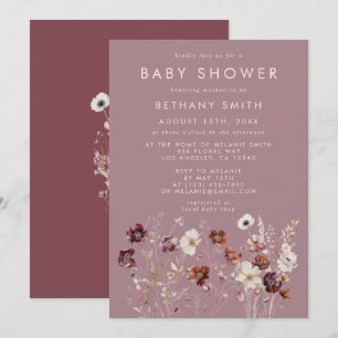 Whimsical Herfst Dried Flowers Mauve Baby shower Kaart