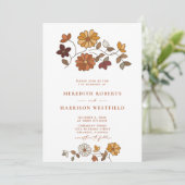 Whimsical Herfst Floral QR Code Wedding Kaart (Staand voorkant)