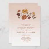 Whimsical Herfst Floral QR Code Wedding Kaart (Voorkant / Achterkant)
