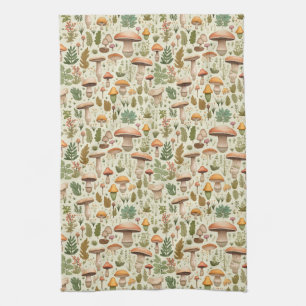 Whimsical Herfst Paddenstoelen Bos Naadloos Patroo Theedoek