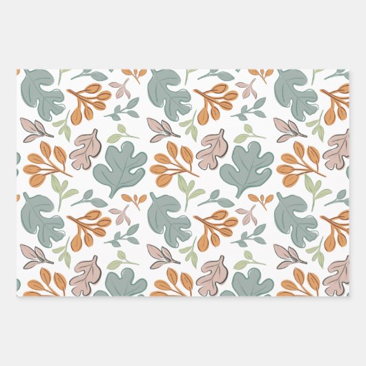 Whimsical Herfst pastel bladeren patroon Inpakpapier Vel (Voorkant)