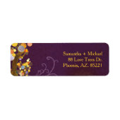 Whimsical Herfst Trees Paars Wedding Address Etiket (Voorkant)