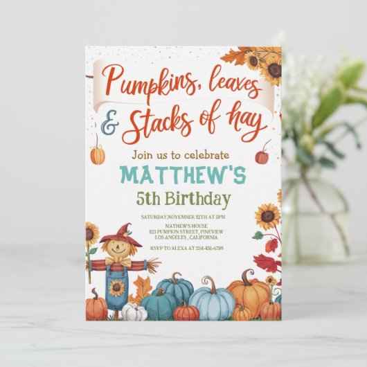 Whimsical Herfst Verjaardagsuitnodiging Kaart (Staand voorkant)