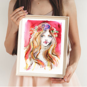 Whimsical herfst Waterverf Mode Illustratie Poster