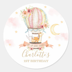 Whimsical hete lucht ballon dieren dank u gunst ronde sticker