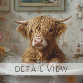 Whimsical Highland Koe in Bubble Bath Wall Art Poster