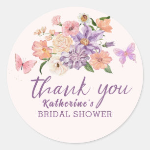 Whimsical hij geeft me vlinders bruidsfeest ronde sticker