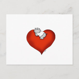 Whimsical Hippo op hart Briefkaart